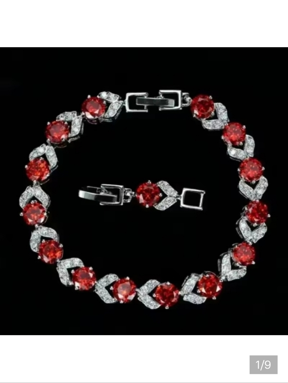 🆕️💎 RUBY RED ZIRCON  TENNIS BRACELET - SILVER TONE💎